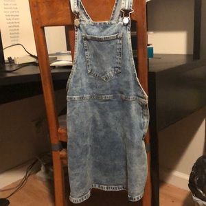 Forever 21 Small Acid Wash Denim Overall Mini Skirt
